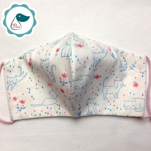 Egyedi cica mintás - kiskamasz - textil szájmaszk - egészségügyi szájmaszk - mosható szájmaszk -  - Meska.hu
