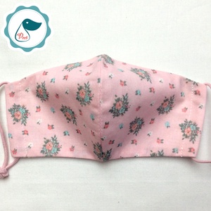 Egyedi rózsasín vintage csokor mintás -  gyerek szájmaszk - textil szájmaszk  - mosható szájmaszk - női - női - Meska.hu