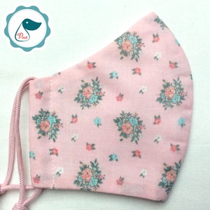 Egyedi rózsasín vintage csokor mintás -  gyerek szájmaszk - textil szájmaszk  - mosható szájmaszk - női - női - Meska.hu