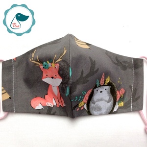 Egyedi róka mintás -  gyerek szájmaszk - textil szájmaszk  - mosható szájmaszk - gyerek - gyerek - Meska.hu