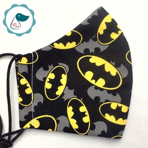 Egyedi batman logo mintás - prémium gyerek  szájmaszk - textil szájmaszk - egészségügyi szájmaszk - mosható szájmaszk - gyerek - gyerek - Meska.hu
