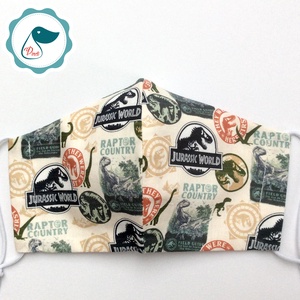 Egyedi Jurassic world mintás - kiskamasz arcmaszk - Dinós textil szájmaszk - egészségügyi szájmaszk - mosható szájmaszk - gyerek - gyerek - Meska.hu