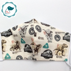 Egyedi Jurassic world mintás - kiskamasz arcmaszk - Dinós textil szájmaszk - egészségügyi szájmaszk - mosható szájmaszk - maszk, arcmaszk - gyerek - Meska.hu