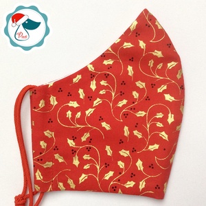Egyedi karácsonyi arany mintás - kiskamasz szájmaszk - textil szájmaszk - egészségügyi szájmaszk - mosható szájmaszk - gyerek - gyerek - Meska.hu