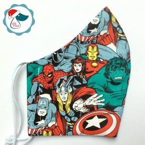 Marvel mintás prémium maszk - szuperhősök - felnőtt női és teenager arcmaszk - textil szájmaszk - egészségügyi szájmaszk - női - női - Meska.hu