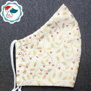 Egyedi karácsonyi arany mintás - kiskamasz szájmaszk - textil szájmaszk - egészségügyi szájmaszk - mosható szájmaszk - gyerek - gyerek - Meska.hu