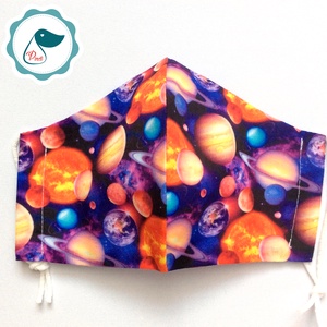 Egyedi bolygó mintás - kiskamasz - textil szájmaszk - egészségügyi szájmaszk - mosható szájmaszk - gyerek - gyerek - Meska.hu
