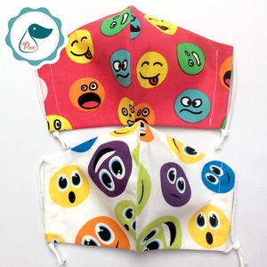 2 db smile mintás maszk - kiskamasz arcmaszk - textil szájmaszk - egészségügyi szájmaszk - mosható szájmaszk - gyerek - gyerek - Meska.hu