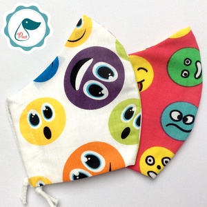 2 db smile mintás maszk - kiskamasz arcmaszk - textil szájmaszk - egészségügyi szájmaszk - mosható szájmaszk - gyerek - gyerek - Meska.hu