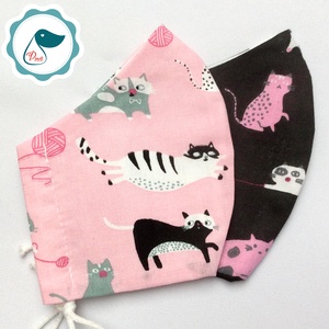 2 db cicás mintás maszk - kiskamasz arcmaszk - textil szájmaszk - egészségügyi szájmaszk - mosható szájmaszk - gyerek - gyerek - Meska.hu