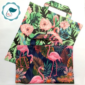 Szatyor - flamingós mintás textil táska - bevásárló táska  - egyedi bevásárló szatyor - textil szatyor - mosható szatyor - táska & tok - bevásárlás & shopper táska - shopper, textiltáska, szatyor - Meska.hu