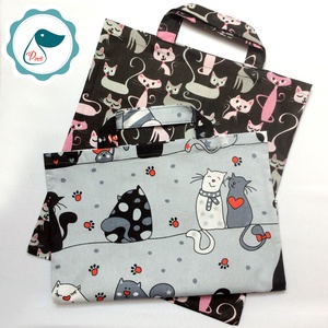 Szatyor - cicás mintás textil táska - bevásárló táska  - egyedi bevásárló szatyor - textil szatyor - mosható szatyor - táska & tok - bevásárlás & shopper táska - shopper, textiltáska, szatyor - Meska.hu