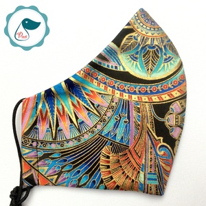 Egyedi exluziv arany,mintás textil - felnőtt női és teenager arcmaszk - keleti motívumok - egészségügyi szájmaszk - női - női - Meska.hu