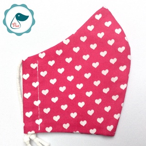  Egyedi  pink szív mintás kiskamasz szájmaszk - textil szájmaszk - egészségügyi szájmaszk - mosható szájmaszk - női - női - Meska.hu