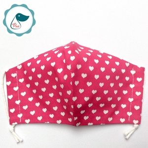  Egyedi  pink szív mintás kiskamasz szájmaszk - textil szájmaszk - egészségügyi szájmaszk - mosható szájmaszk - női - női - Meska.hu