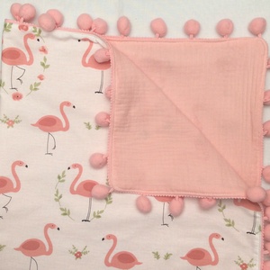 Babatakaró �s kispárna - nyári pihe-puha duplagéz és mintás pamut textil takaró - flamingó mintás, , Varrás, Meska
