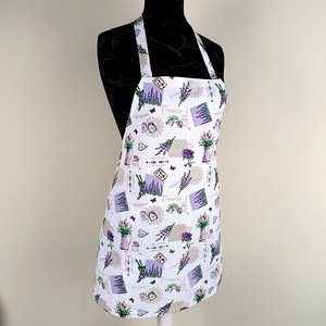 Egyedi kötény levendula vintage stílusú mint�s  - otthon & életmód - konyhafelszerelés, tálalás - konyhai textil - kötény - Meska.hu