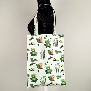 Szatyor - béka mintás textil táska - bevásárló táska  - egyedi bevásárló szatyor - textil szatyor - mosható szatyor - táska & tok - bevásárlás & shopper táska - shopper, textiltáska, szatyor - Meska.hu