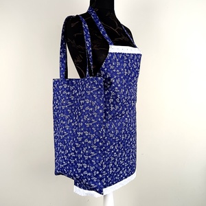 Szatyor - kékfestő jellegű virág mintás textil táska - egyedi bevásárló szatyor - textil szatyor - mosható szatyor, Táska & Tok, Bevásárlás & Shopper táska, Shopper, textiltáska, szatyor, Varrás, MESKA