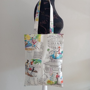 Szatyor - retró mintás textil táska - egyedi bevásárló szatyor - textil szatyor - mosható szatyor, Táska & Tok, Bevásárlás & Shopper táska, Shopper, textiltáska, szatyor, Varrás, MESKA