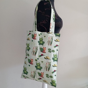 Szatyor - béka mintás textil táska - egyedi bevásárló szatyor - textil szatyor - mosható szatyor - táska & tok - bevásárlás & shopper táska - shopper, textiltáska, szatyor - Meska.hu