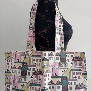Nagy szatyor - cica mintás textil táska - egyedi bevásárló szatyor - textil szatyor - mosható szatyor, Táska & Tok, Bevásárlás & Shopper táska, Shopper, textiltáska, szatyor, Varrás, MESKA
