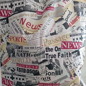 Nagy szatyor - retro ujság mintás textil táska - egyedi bevásárló szatyor - textil szatyor - mosható szatyor - táska & tok - bevásárlás & shopper táska - shopper, textiltáska, szatyor - Meska.hu