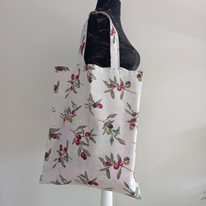 Nagy szatyor - olivabogyó mintás textil táska - egyedi bevásárló szatyor - textil szatyor - mosható szatyor - táska & tok - bevásárlás & shopper táska - shopper, textiltáska, szatyor - Meska.hu