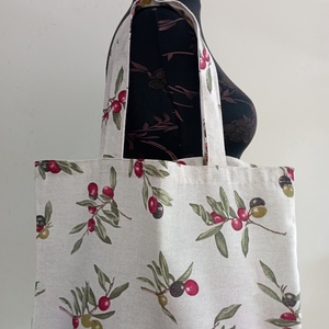 Nagy szatyor - olivabogyó mintás textil táska - egyedi bevásárló szatyor - textil szatyor - mosható szatyor, Táska & Tok, Bevásárlás & Shopper táska, Shopper, textiltáska, szatyor, Varrás, MESKA
