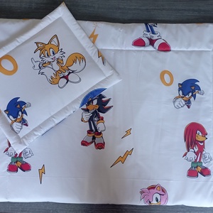 Ovis ágynemű - sonic mintás ovis takaro és párna szett, Játék & Sport, Ovis felszerelés, Ovis ágynemű, Varrás, MESKA