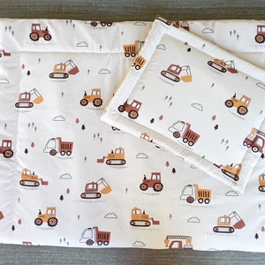  5 részes Egyedi ovis ágynemű - munkagépek mintás ovis takaró  -  párna - derékalj Oviszs�k szett - Meska.hu