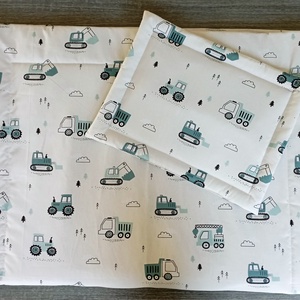 Ovis ágynemű - Munkagép-traktor mintás ovis takaro és párna szett - Meska.hu