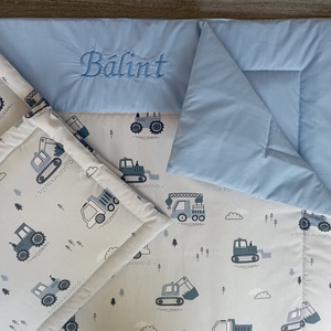  5 részes Egyedi ovis ágynemű - munkagépek mintás ovis takaró  -  párna - derékalj Oviszs�k szett - Meska.hu