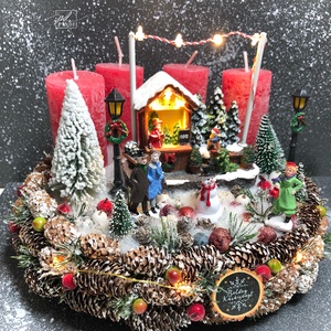 Karácsonyi falu adventi  - karácsony - adventi díszek - adventi koszorú - Meska.hu