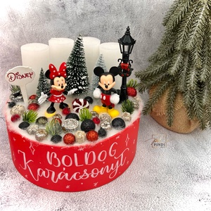 Mickey Minnie adventi box Boldog Karácsonyt piros  - karácsony - adventi díszek - adventi asztaldísz - Meska.hu