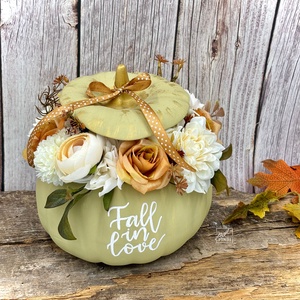 Kerámia tök viragokkal - otthon & életmód - dekoráció - asztal és polc dekoráció - asztaldísz - Meska.hu