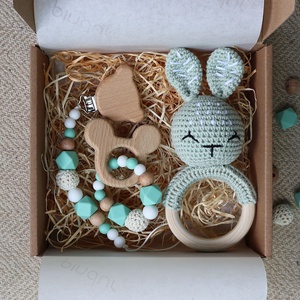 Mint Green Bunny Selection Box - Baba ajándékdoboz / Babaváró ajándék / Babalátogató ajándék, Baba - mama, Babalátogató ajándékcsomag, , MESKA