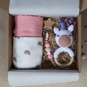 Pink Unicorn Rainbow Box - Baba ajándékdoboz / Babaváró ajándék / Babalátogató ajándék, Baba - mama, Babalátogató ajándékcsomag, , MESKA