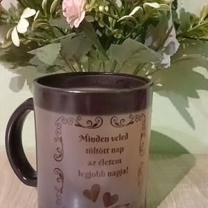 Varázs fekete üveg bögre, Otthon & Életmód, Konyhafelszerelés, tálalás, Tálalás, Bögre & Csésze, Fotó, grafika, rajz, illusztráció, MESKA