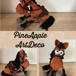 Horgolt ló , lovacska kantárral, nyereggel amigurumi (Messza) - játék & sport - plüssállat & játékfigura - ló - Meska.hu
