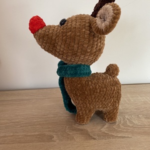 Horgolt csillogó szemű Rudolf a rénszarvas amigurumi (Messza) - karácsony - karácsonyi lakásdekoráció - karácsonyi manók, figurák - Meska.hu