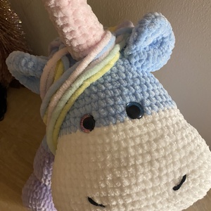 Horgolt nagy unikornis csillogós szemekkel amigurumi (Messza) - játék & sport - plüssállat & játékfigura - unikornis - Meska.hu