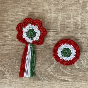 Horgolt kokárda - esküvő - kiegészítők - kitűző - Meska.hu