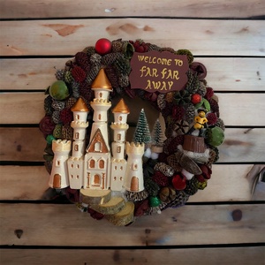 Karácsonyi ajtódísz kopogtató Shrek csizmás kandúr -os, Karácsony, Karácsonyi lakásdekoráció, Karácsonyi ajtódíszek, Festett tárgyak, Mindenmás, MESKA