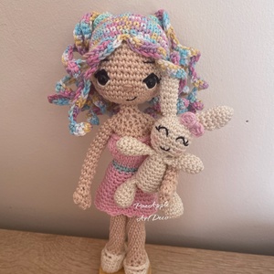 Pinkie horgolt baba amigurumi kis nyuszival  - játék & sport - baba & babaház - baba - Meska.hu