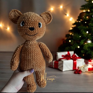 Horgolt Boribon maci ,  amigurumi (Messza), Karácsony, Karácsonyi lakásdekoráció, Karácsonyi manók, figurák, Horgolás, Varrás, MESKA