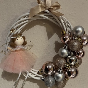 Angyalkás gömbös ajtódísz, Otthon & Életmód, Dekoráció, Ajtó- és ablak dekoráció, Ajtódísz & Kopogtató, Mindenmás, MESKA