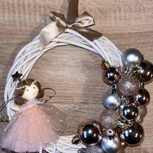 Angyalkás gömbös ajtódísz - otthon & életmód - dekoráció - ajtó- és ablak dekoráció - ajtódísz & kopogtató - Meska.hu