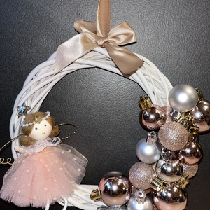 Angyalkás gömbös ajtódísz - otthon & életmód - dekoráció - ajtó- és ablak dekoráció - ajtódísz & kopogtató - Meska.hu