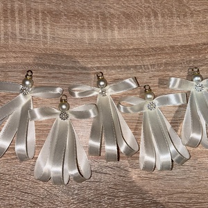 5 db szatén angyalka dísz - karácsony - karácsonyi lakásdekoráció - karácsonyfadíszek - Meska.hu